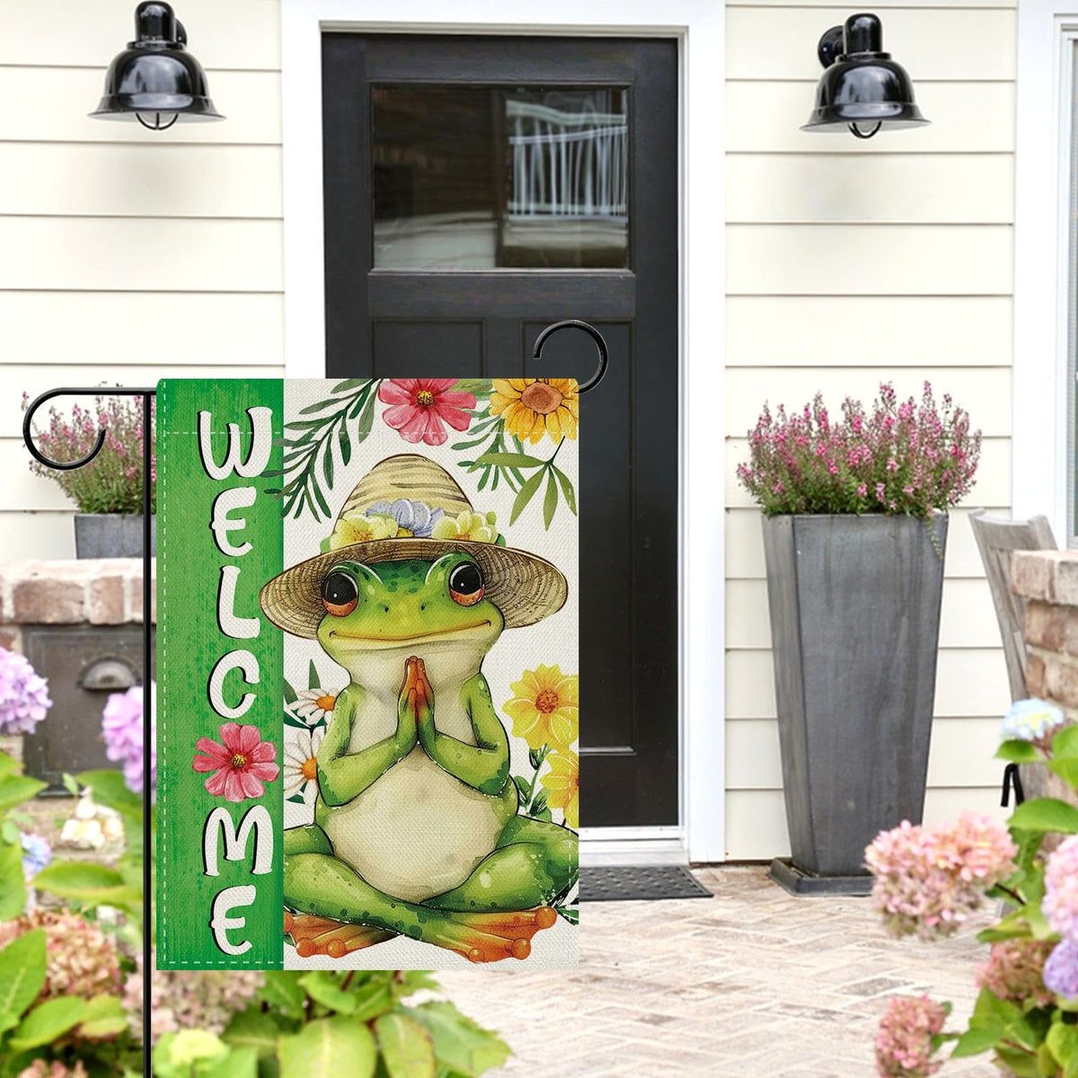 Meditation Yoga Frog Welcome Decorative Garden Flag (Frog)