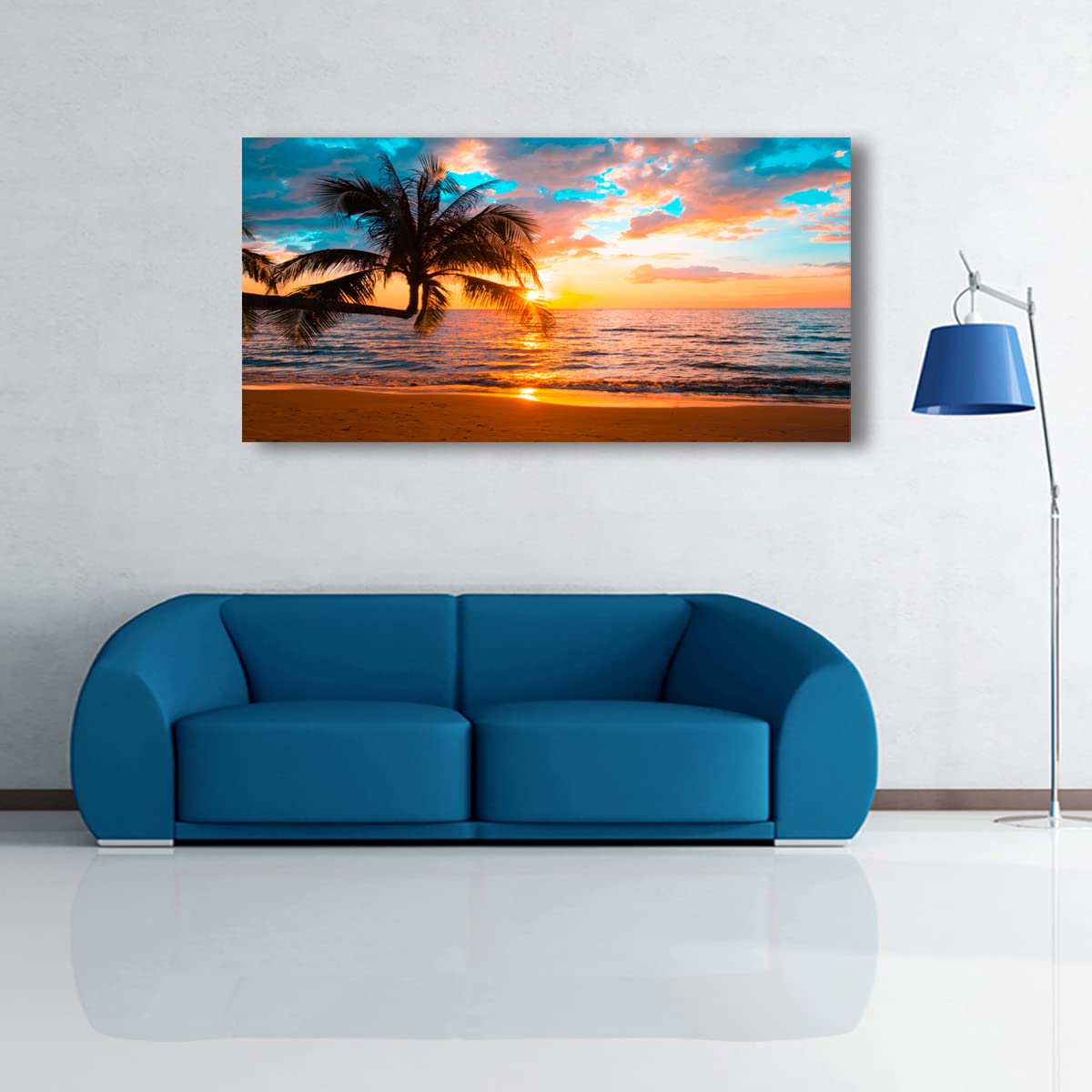 Beach Sunset Pictures Canvas Wall Art For Living Room Bedroom Wall Decor (40"L x 20"W / Beach Sunset Pictures Wall Art)