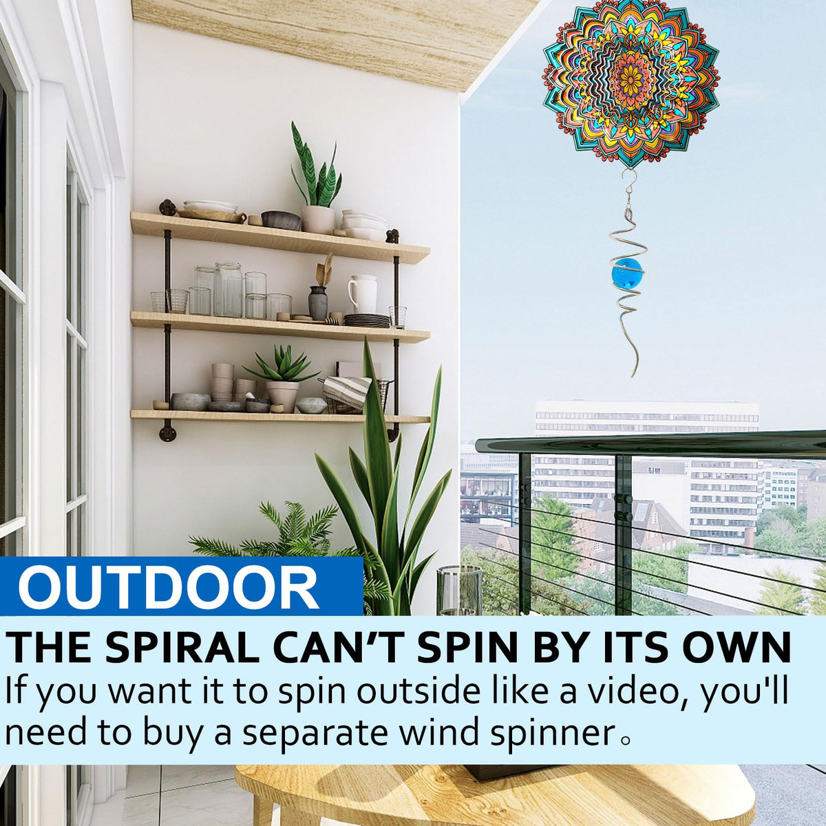 Gazing Ball Spiral Tail with Blue Glass Orb (005-blue)
