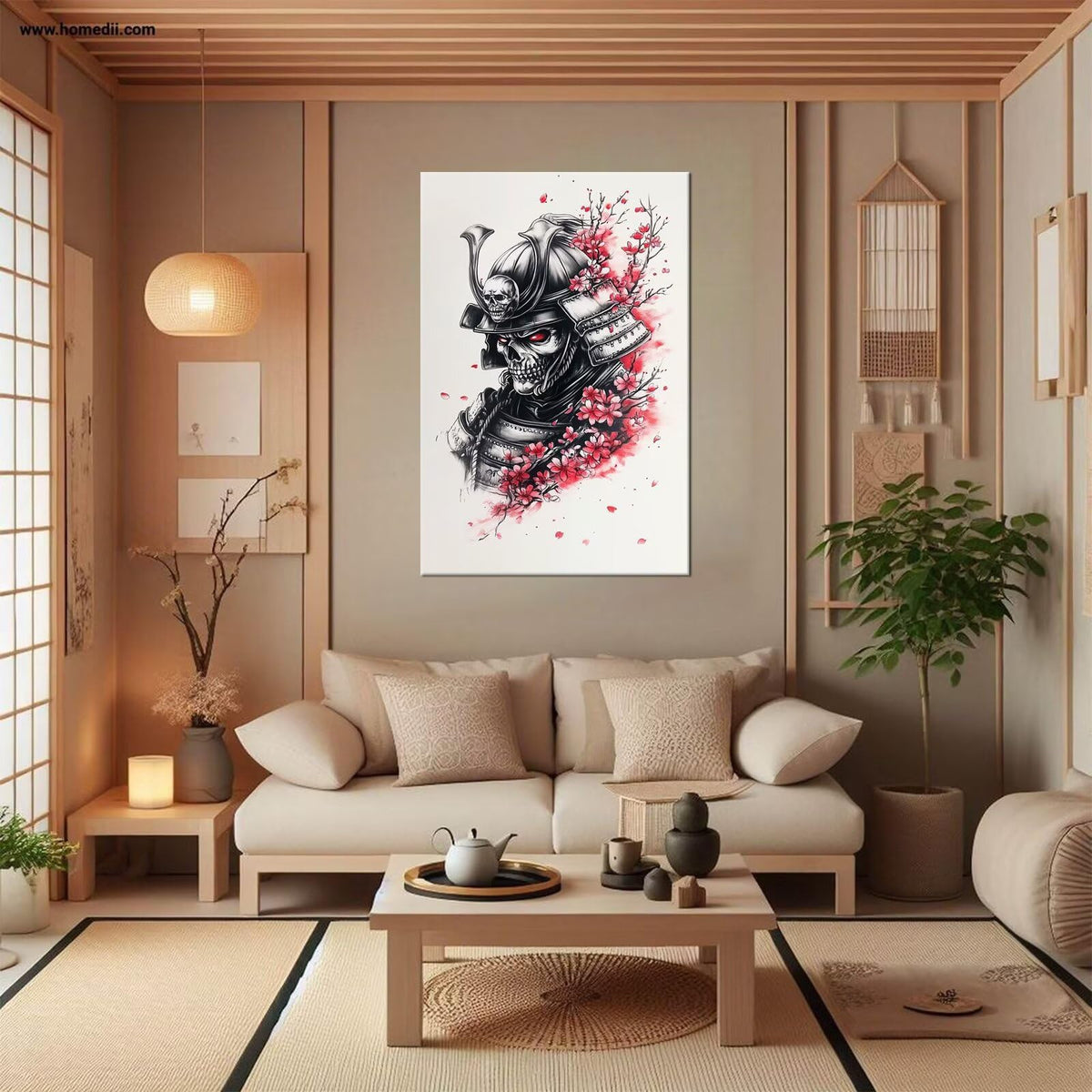 18x24 Inch Japanese Canvas Framed Wall Art (18"L x 24"W / Samurai25)