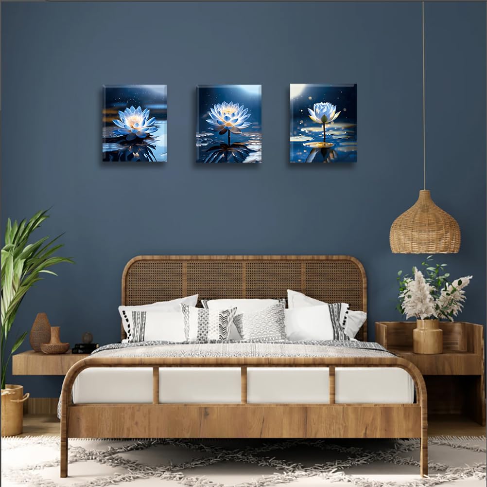 Blue Lotus Flower Wall Art Prints (Framed-Blue Lotus Flower Wall Art)
