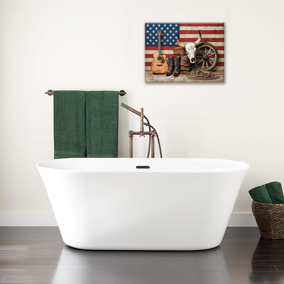 Western Wall Art (Western And Flag / 24"L x 20"W)