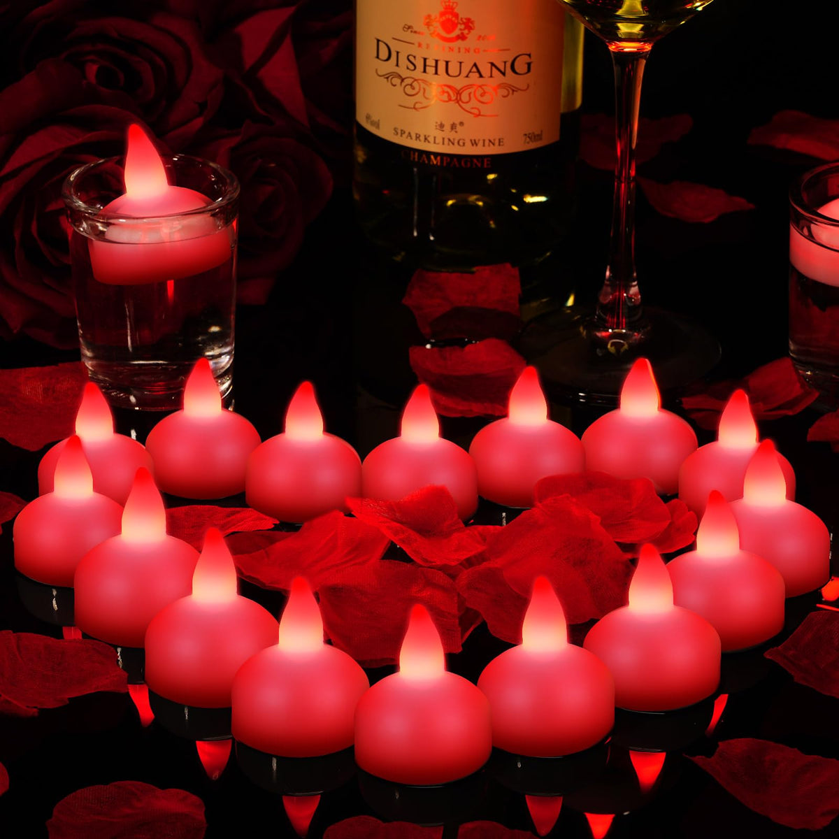36 Pack 1.6" Flameless LED Floating Candles Waterproof (Red)