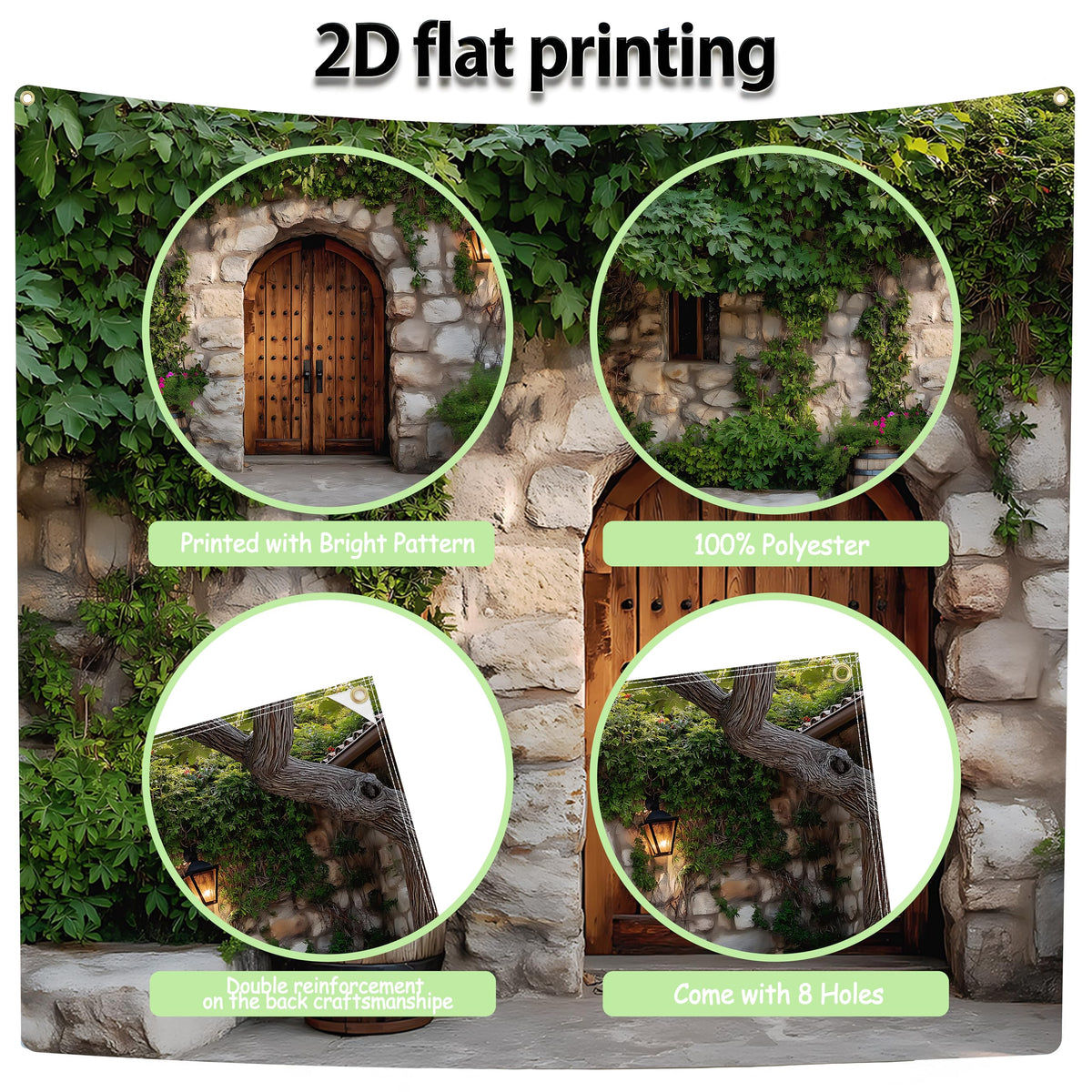 Garage Door Banner Cover (Garden stone wall)