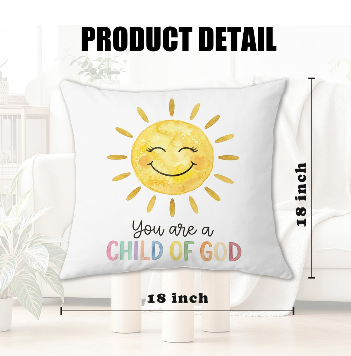 Christian Kids Nursery Throw Pillow Covers 18x18 Set of 2 (Qt-bz-mental Health-boho Baby)