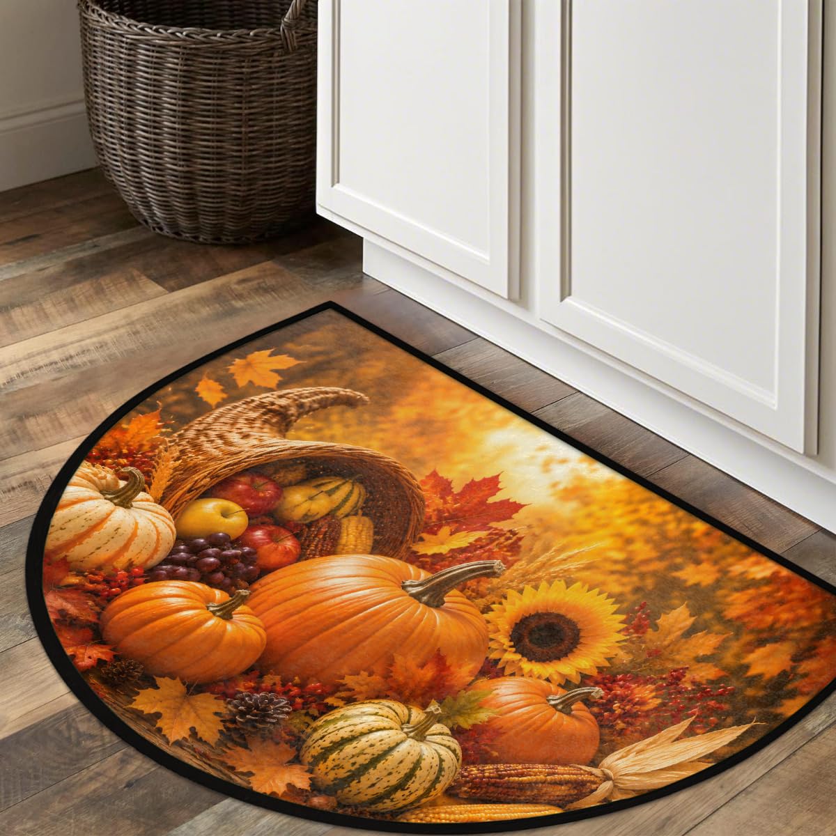 Pumpkin Half Round Door Mat Semi Circle Rug Half Moon Doormat (B:b-19)