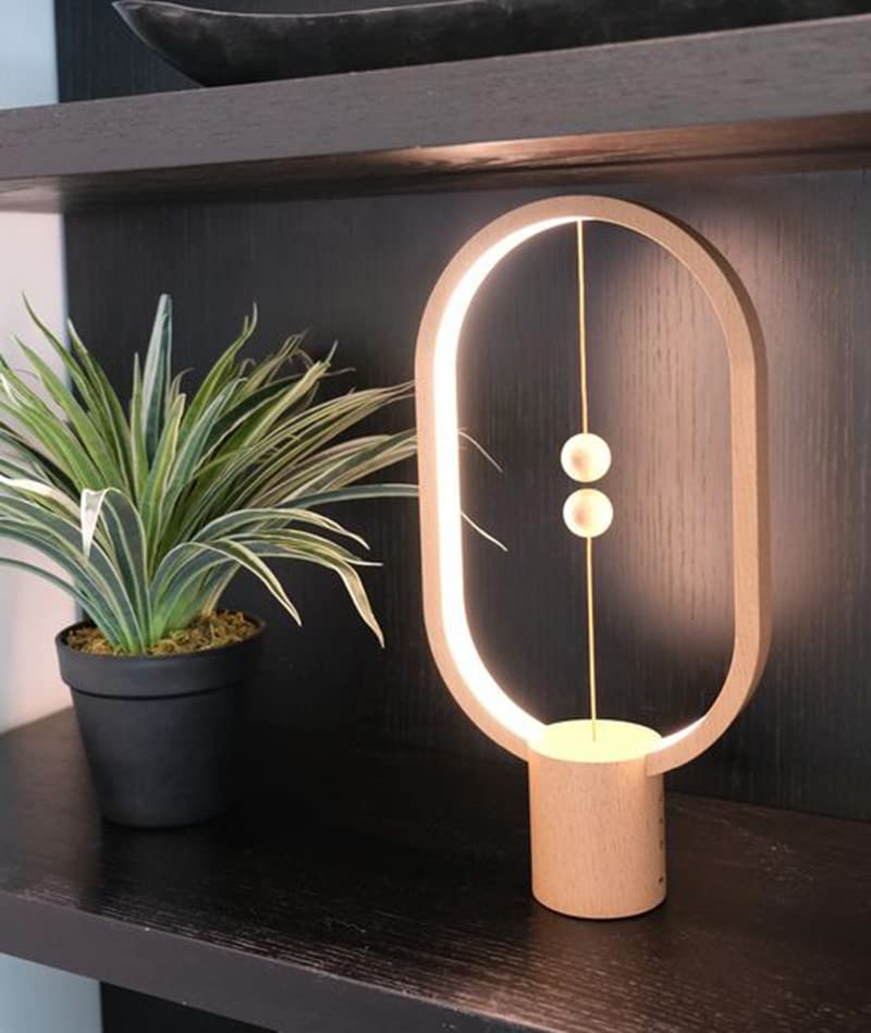 Table Lamp for Bedroom (Dark Wood -15.7")