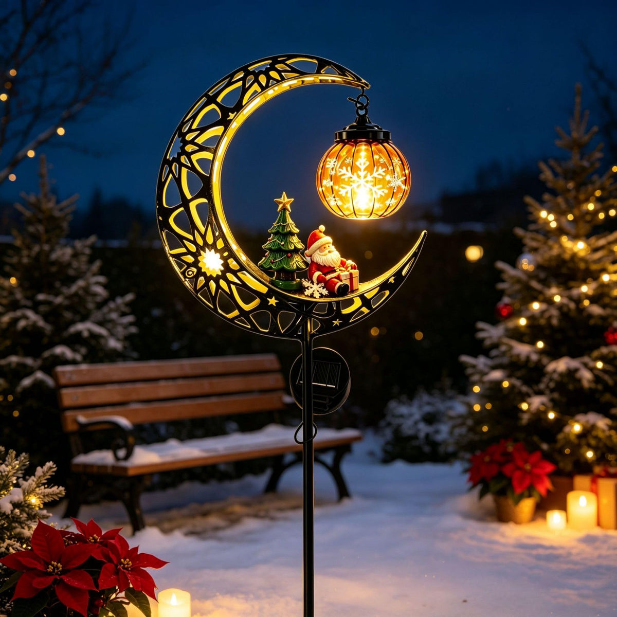 Outdoor Solar Tulip Light (Red Santa Claus)