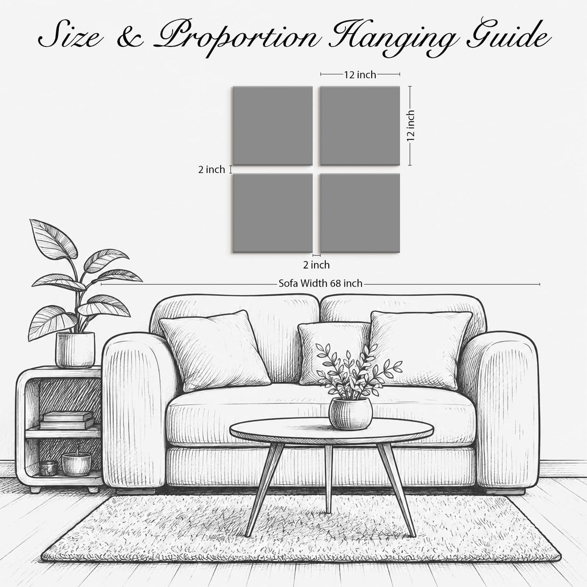 4 Piece Abstract Gray Wall Art for Living Room Blue and Gold Pictures Wall Decor Modern Luxury Canvas Prints Office Artwork for Walls Watercolor Lines Painting Aesthetics Poster Home Decoration 12x12" (12"L x 12"W / Abstract2)