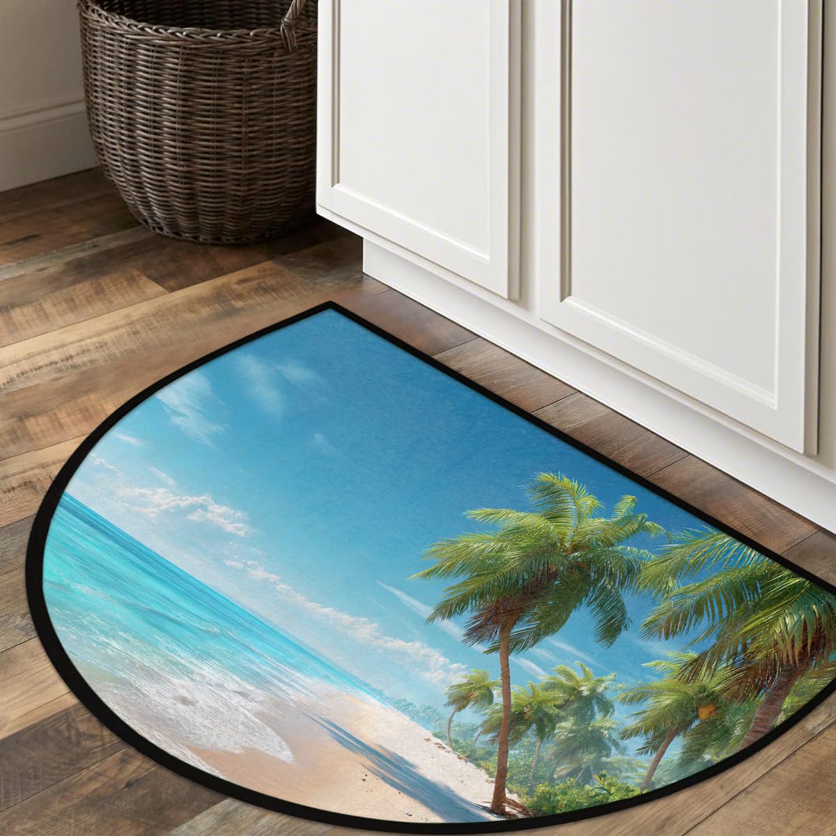 Summer Beach Half Round Door Mat Semi Moon Rug Fireplace Carpet Area Rugs (Z:color:76)