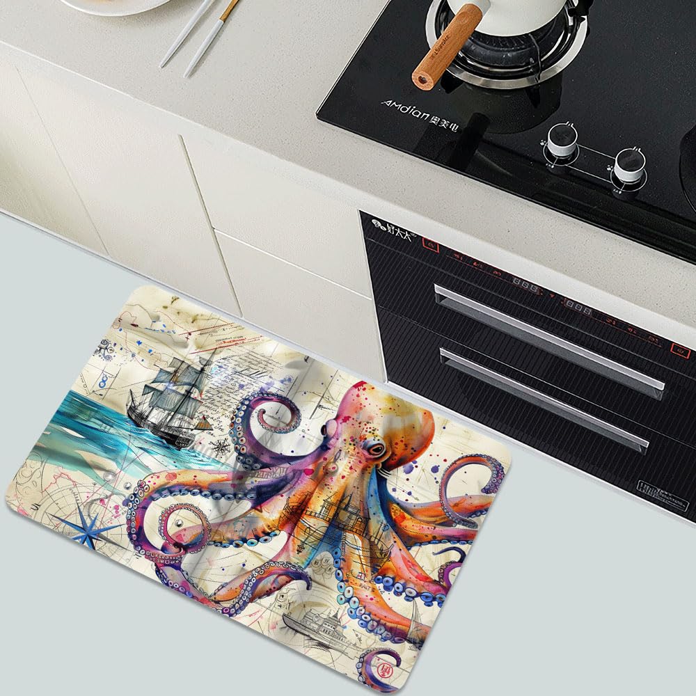 Bath Mat Bathroom Rug (A Colorful Octopus- / 1'8" x 2'8" (Rectangular))