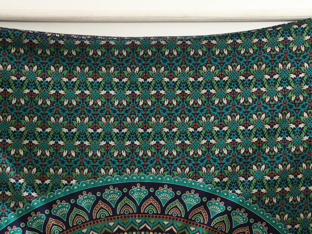 Mandala Hippie Psychedelic Ombre Tapestry Wall Hanging (82"L x 54"W / Tarqouise)