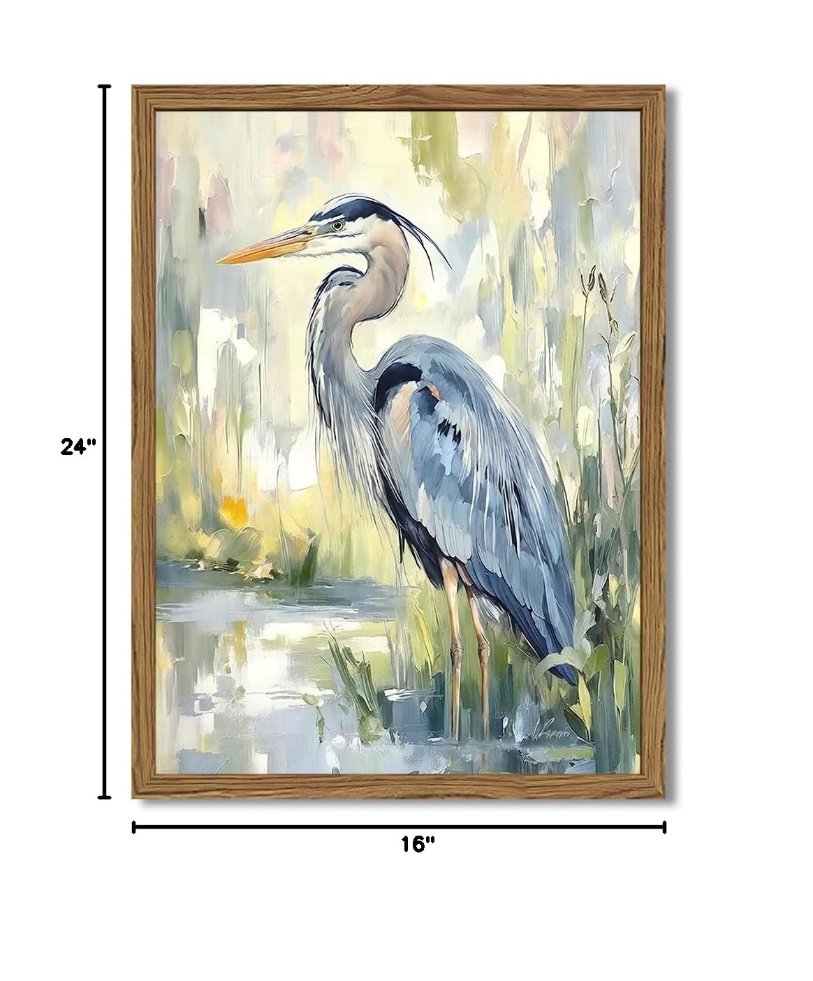 Framed Blue Heron Wall Art (Heron / 24"L x 16"W)