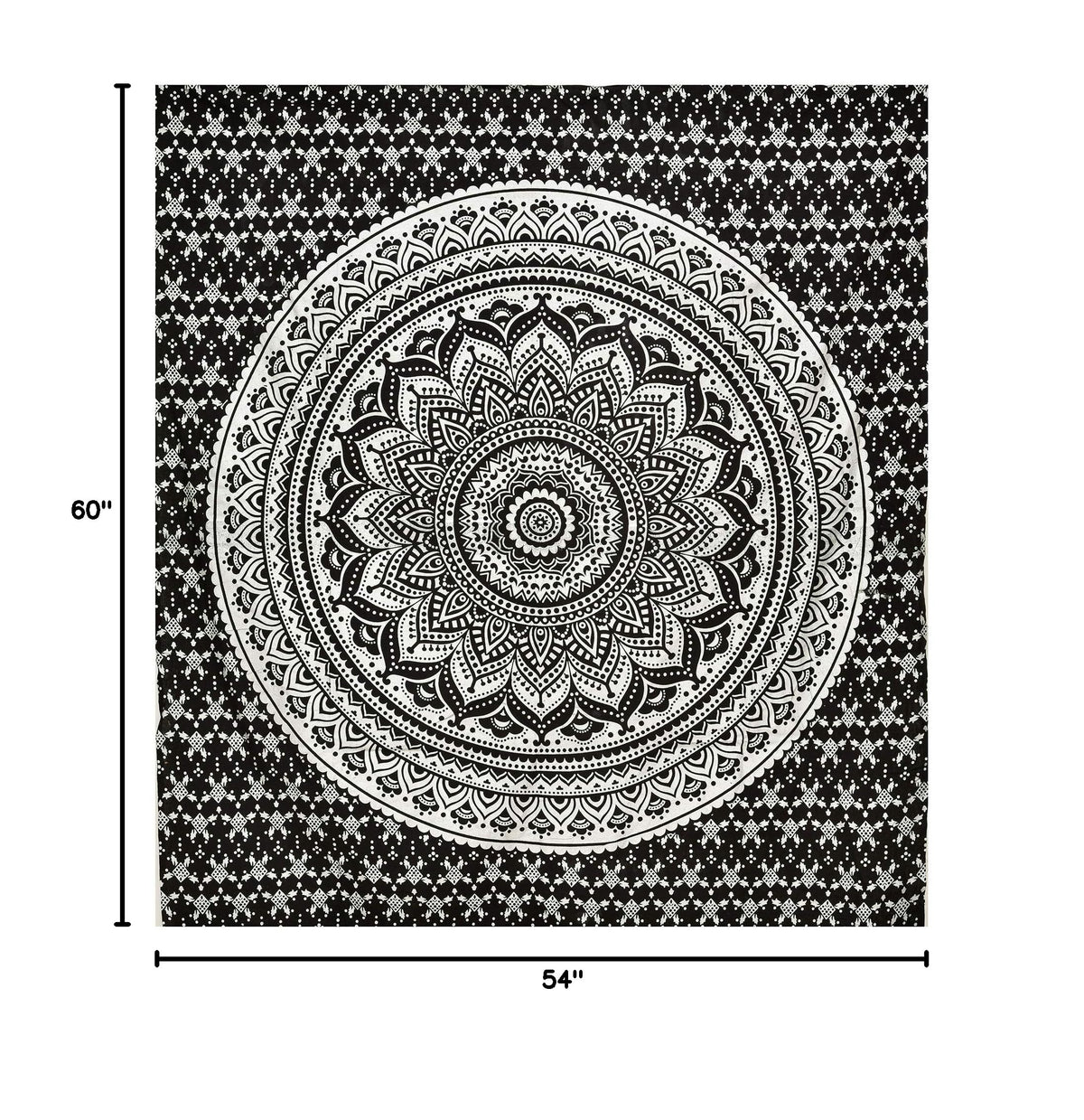 Ombre Wall Hanging Bohemian Tapestry (Black Silver / 60"L x 54"W)