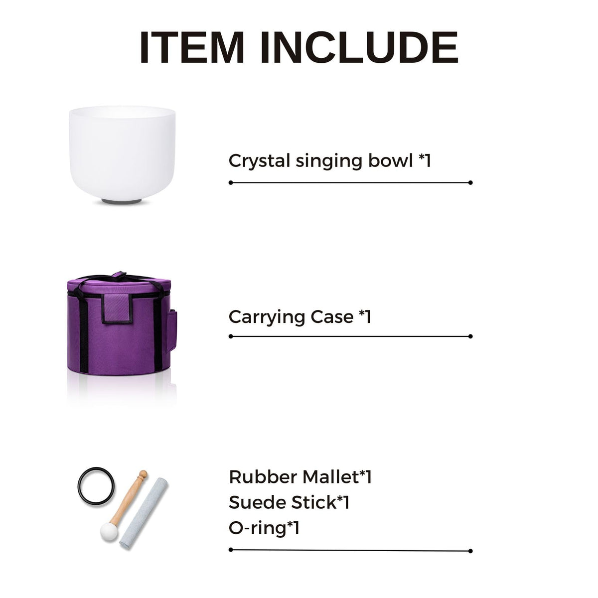 10 Inch White F Note 432hz Heart Chakra Crystal Singing Bowl Healing with Carrying Case and Rubber Mallet Suede Strikers Oring (10 inch / White F NOTE)