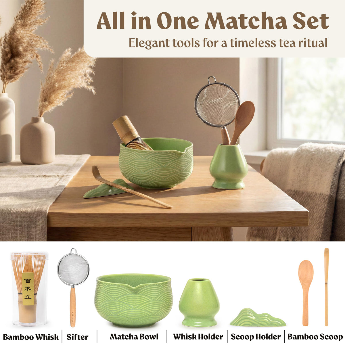 Matcha Whisk Set (Green)