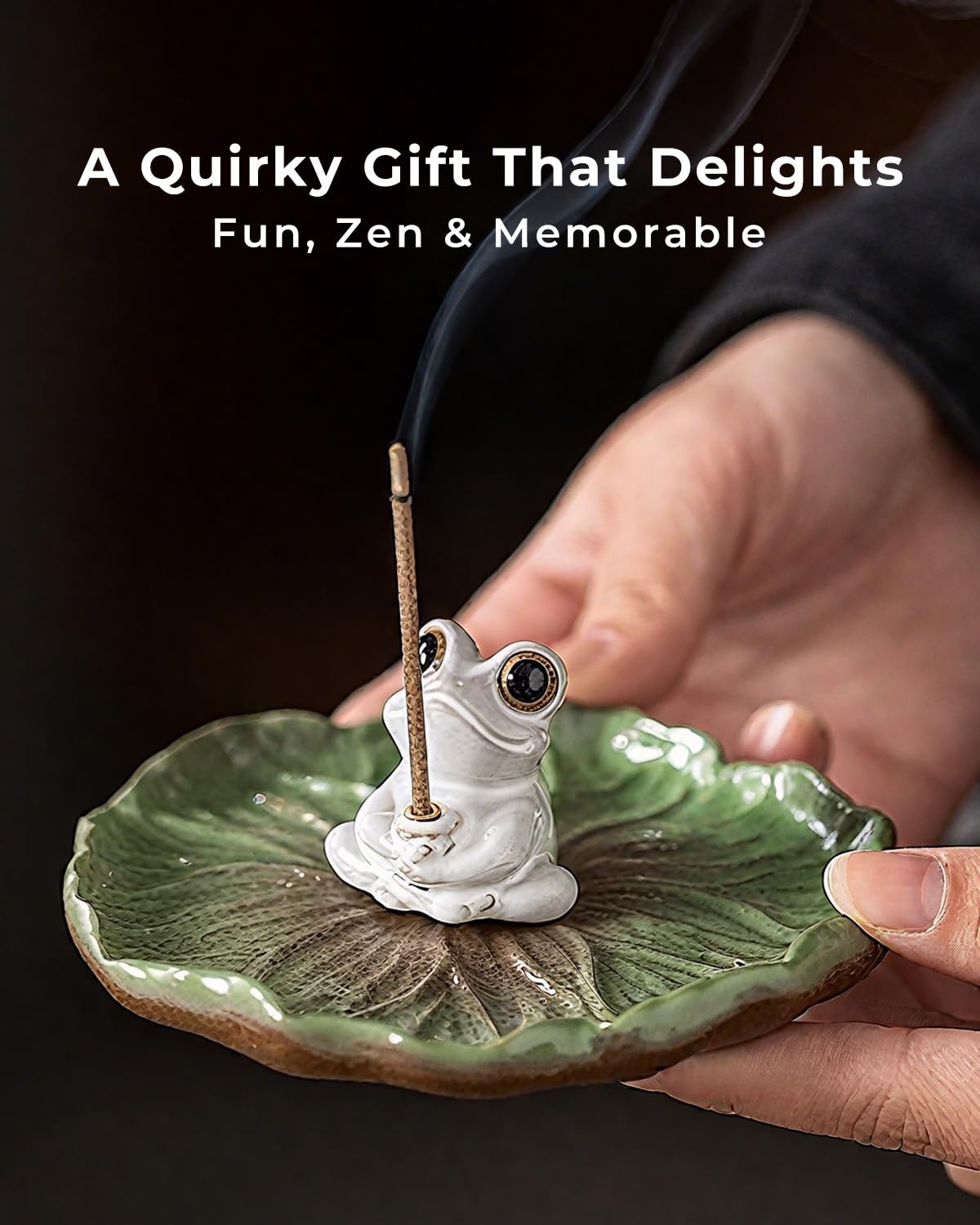 Ceramic Incense Stick Holder (Frog With Lotus Leaf)