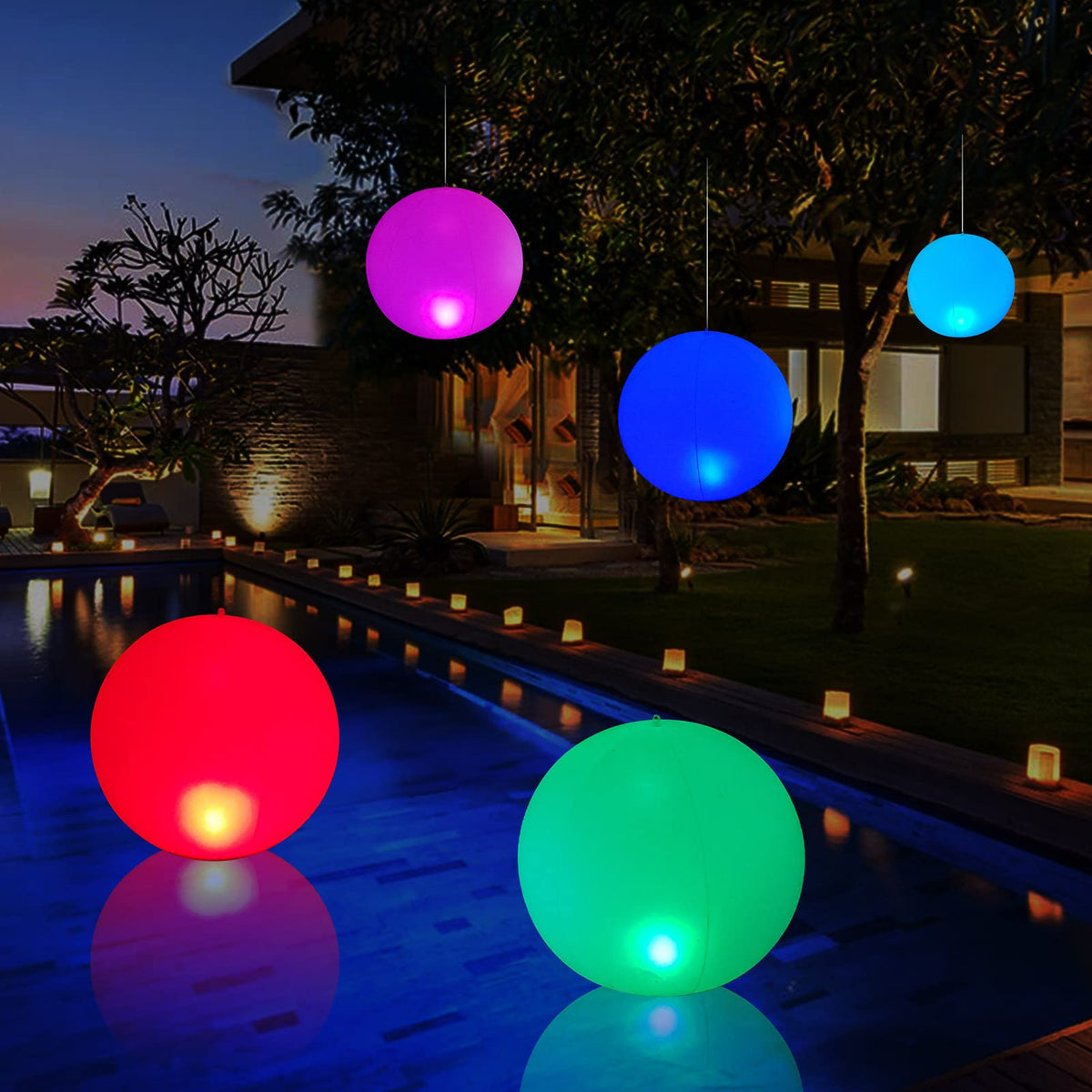 Rukars Floating Ball Pool Light Solar Powered 4 PCS (White)