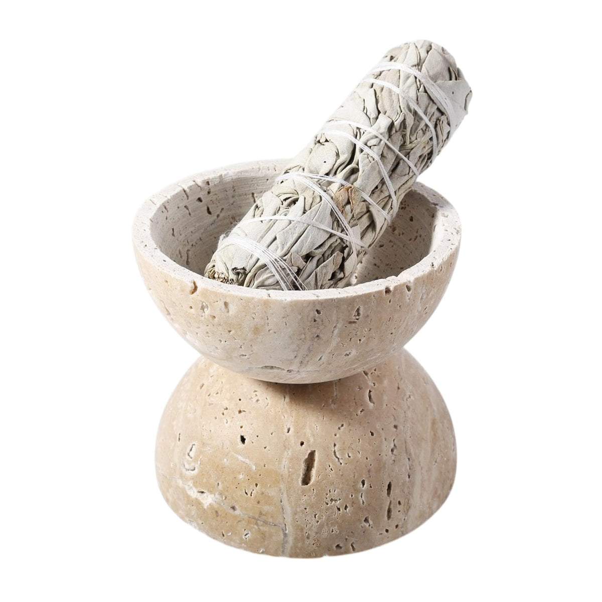 Natural Travertine Incense Burner (Sphere-travertine)