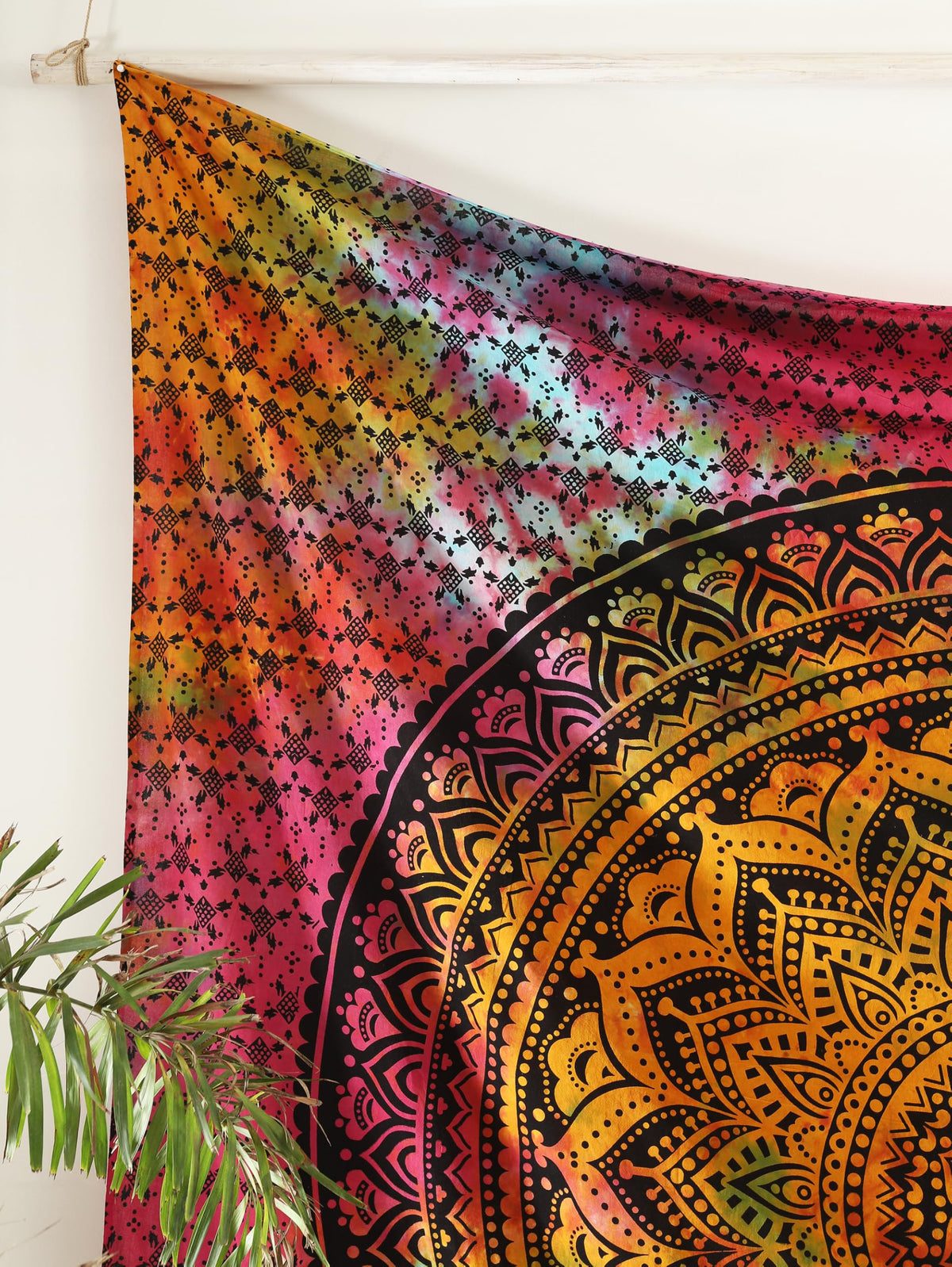 Queen Mandala Hippie hippy Tie Dye Psychedelic Ombre Tapestry Wall Hanging (88"L x 81"W / Black Multicolor)