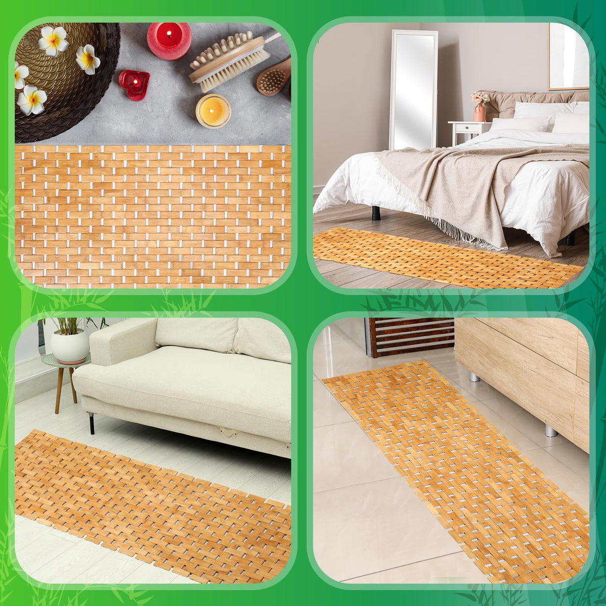 Bamboo Bath Mat Large Long Wood Bath Mat (Natural Lattice)