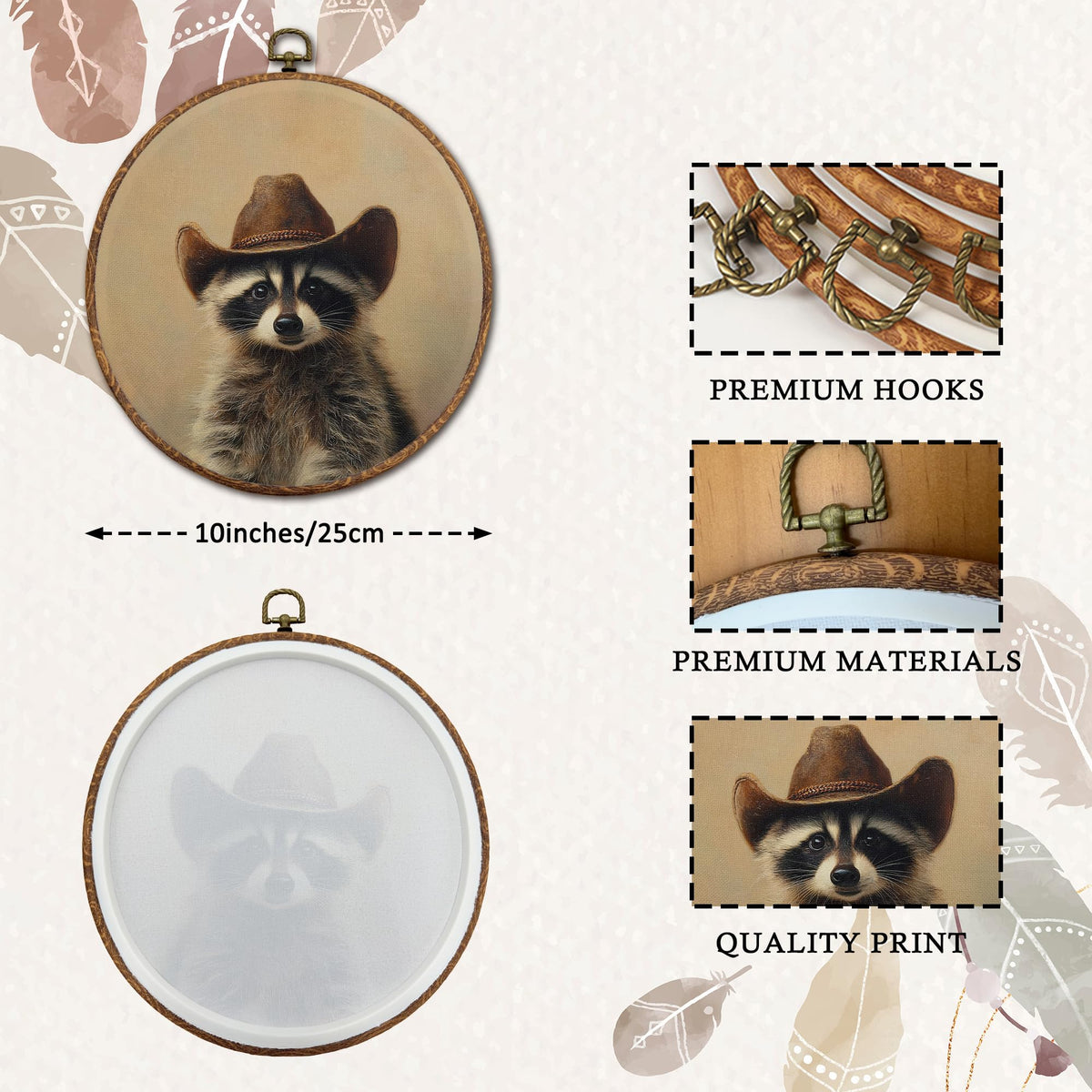 Vintage Raccoon Round Wall Art (08Child)
