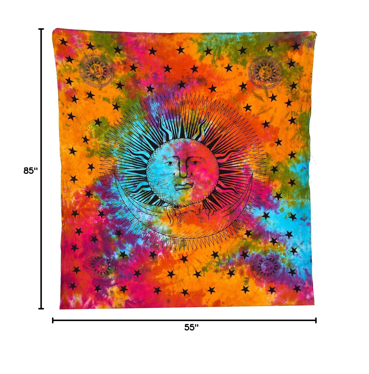 Tie Dye Mandala Tapestry (Rainbow / 85"L x 55"W)