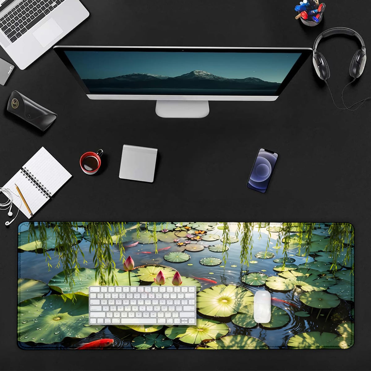 Extended Large Gaming Mouse Pad (Koi Fish Lotus)