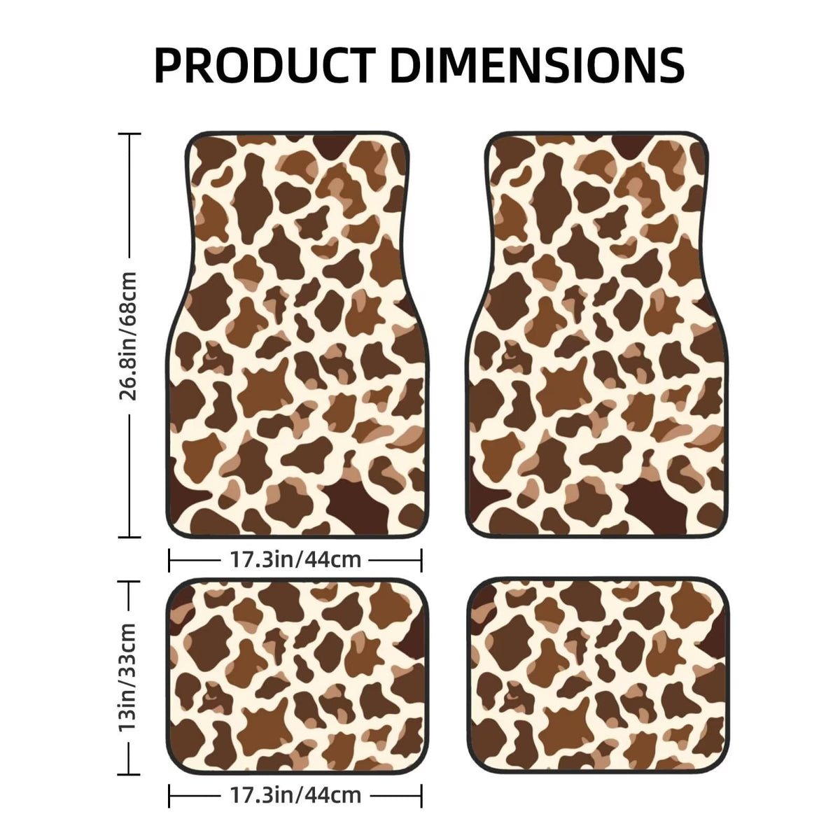 Car Floor Mats Front & Rear Full Set of 4 Brown Cute Cow Car Automotive Liners Set American Floor Mats Carpets for Women Girls Car Floor Rugs Universal Fit Auto Carpet (Cute Cow)