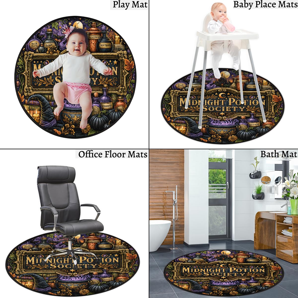 3 Ft Halloween Round Rug Circle Area Rugs Circular Door Mat for Indoor (B:c-19 / 3' (Round))