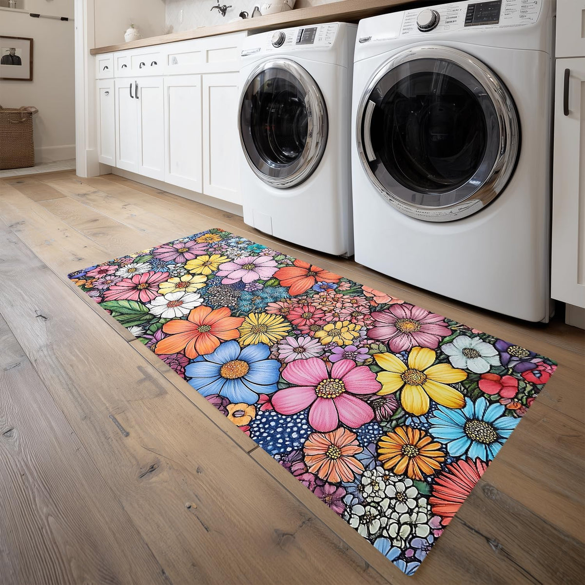 Floral Laundry Room Rug 20x47 Inch (#6-1)