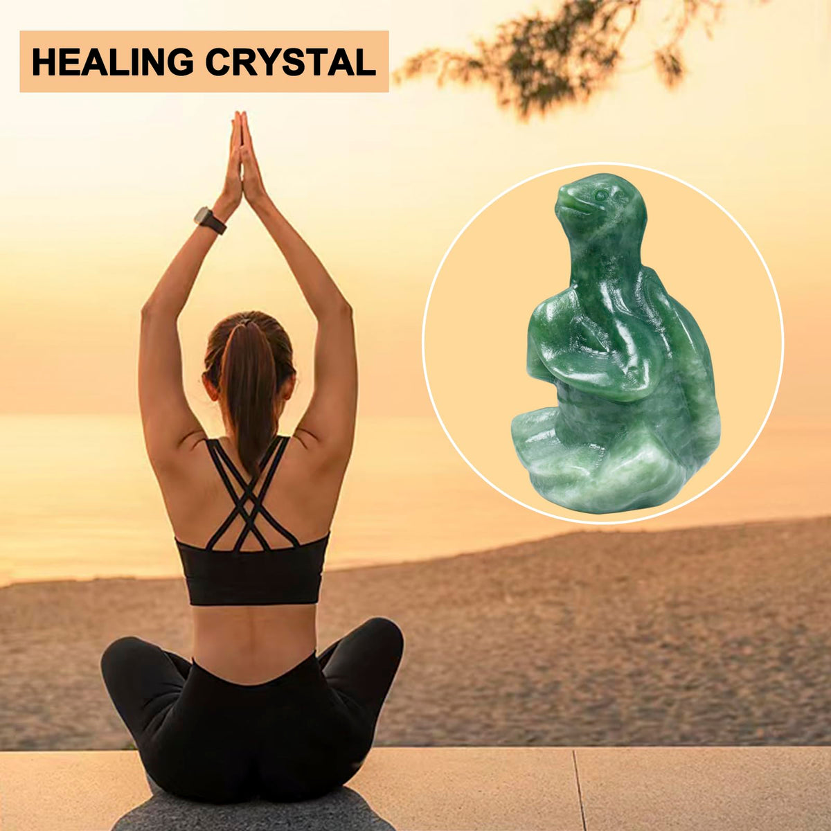 Green Jade Sea Turtle Meditation Crystal Yoga Sculpture (Green Jade Turtle)
