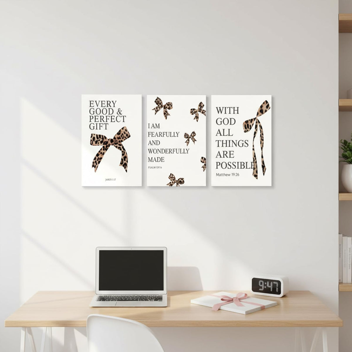 Leopard Bow Wall Art (Leopard print bow / 16L"x12W")