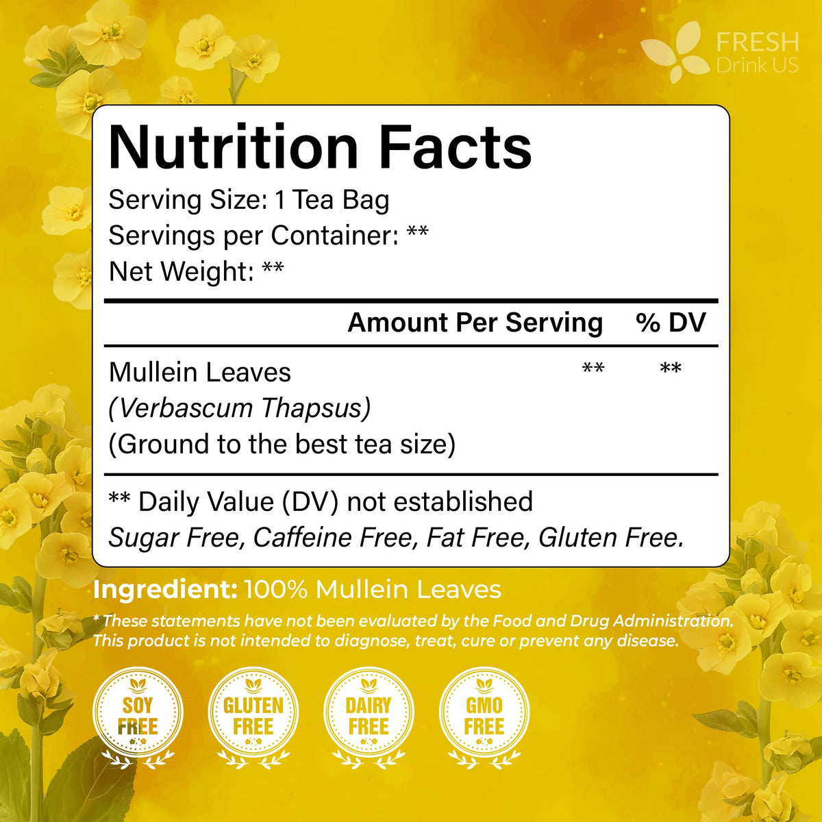 Premium Mullein Leaf Tea (1 Count)