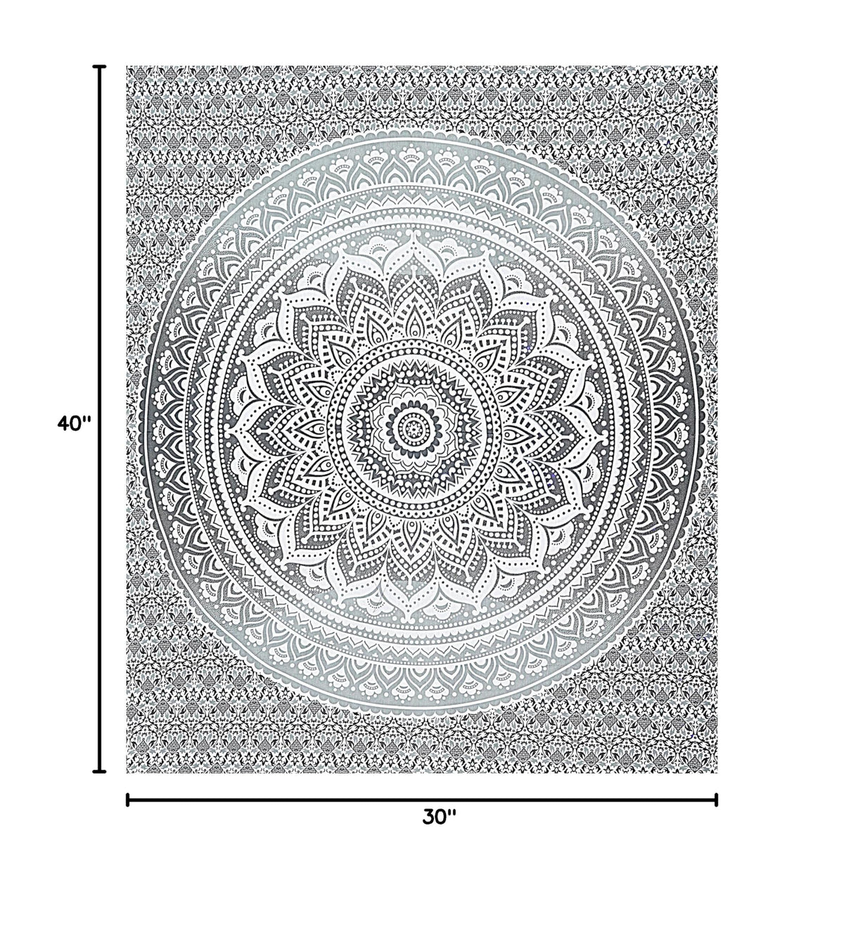 Handmade Cotton Mandala Wall Tapestry (Grey / 40"L x 30"W)