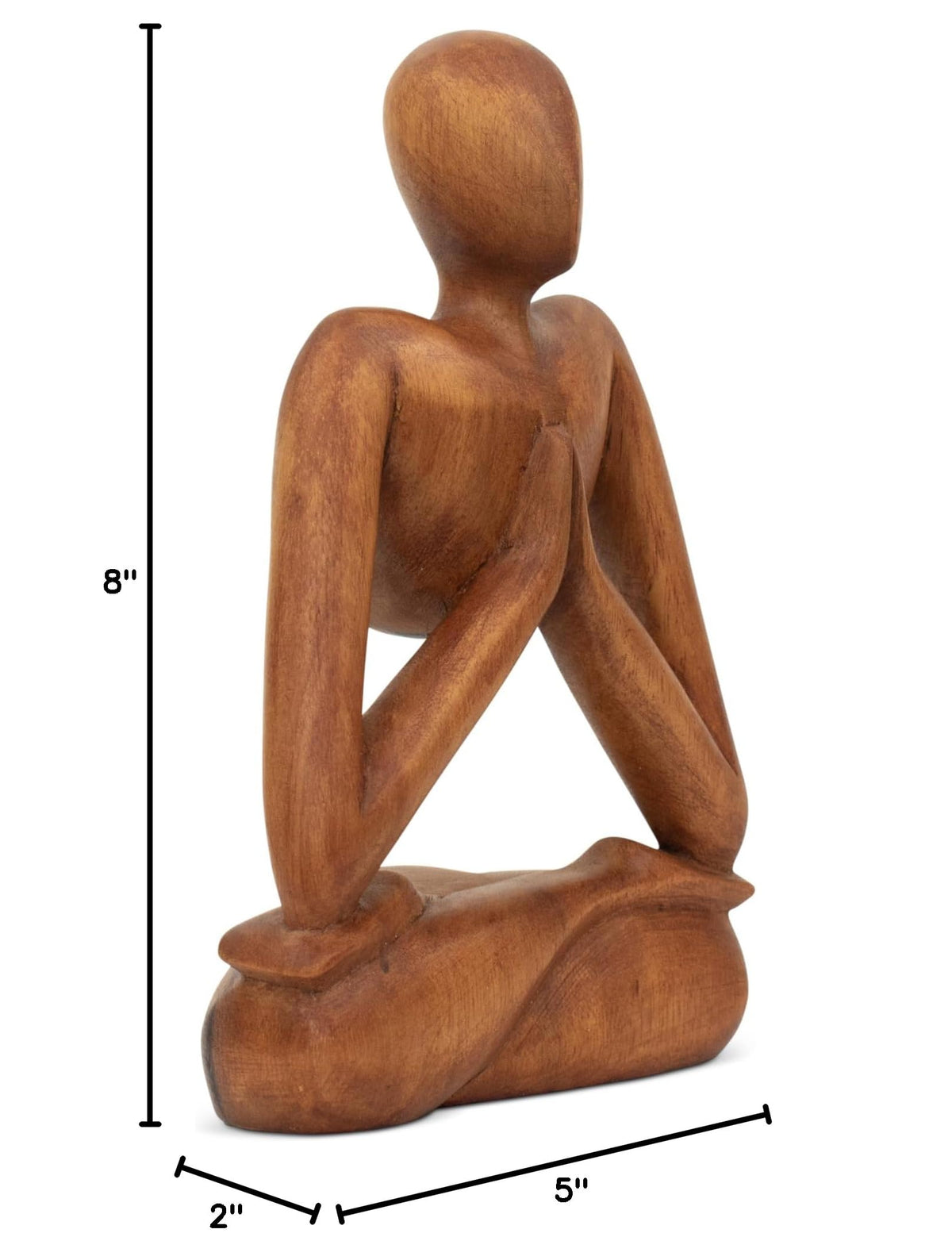 8" Wooden Handmade Abstract Sculpture Art Decorative Home Decor Handcrafted Figurine Accent Decoration Artwork Hand Carved (Lotus Pose)