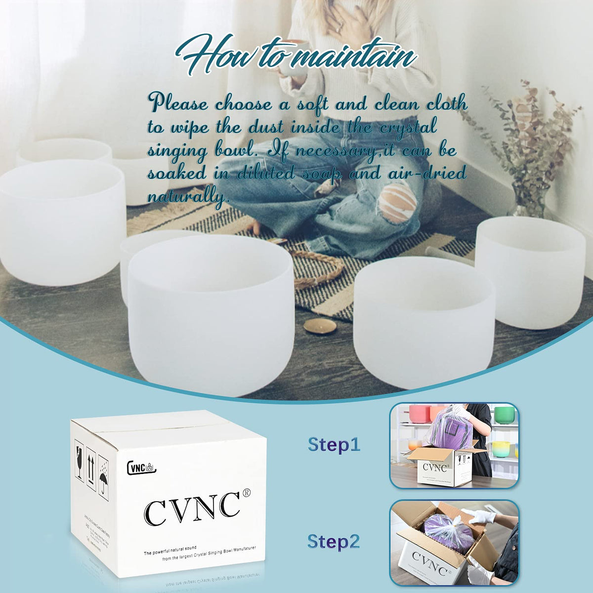 440HZ 8 Inch F Note Frosted Quartz Crystal Singing Bowl (F Note)