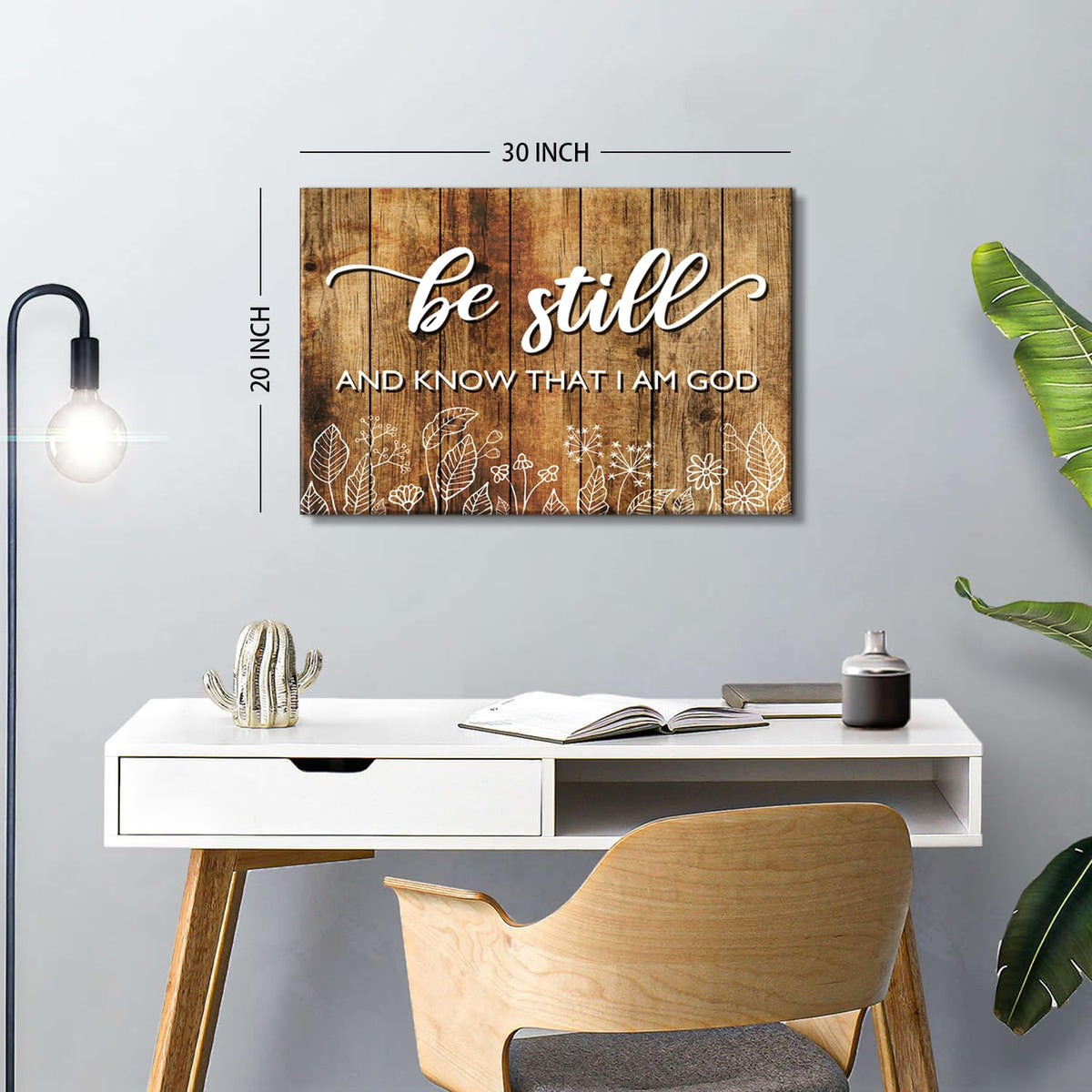 Christian Signs Wall Art Bible Verse Psalm 46 (30"L x 20"W / Be-still)