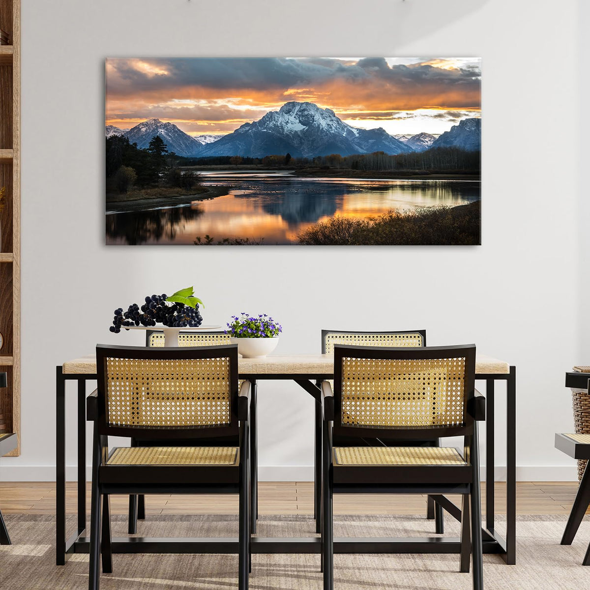 Extra Large Mountain Wall Art for Living Room Sunset Nature Grand Teton Wall Decor National Park Posters Wyoming Snake River Landscape Canvas Prints Artwork for Bedroom Office Home Decoration 35x70" (70"L x 35"W / Grand Teton)