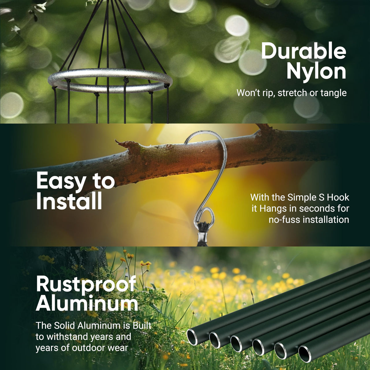 Nature’s Melody Aureole Tunes Wind Chimes (36" / Forest Green)