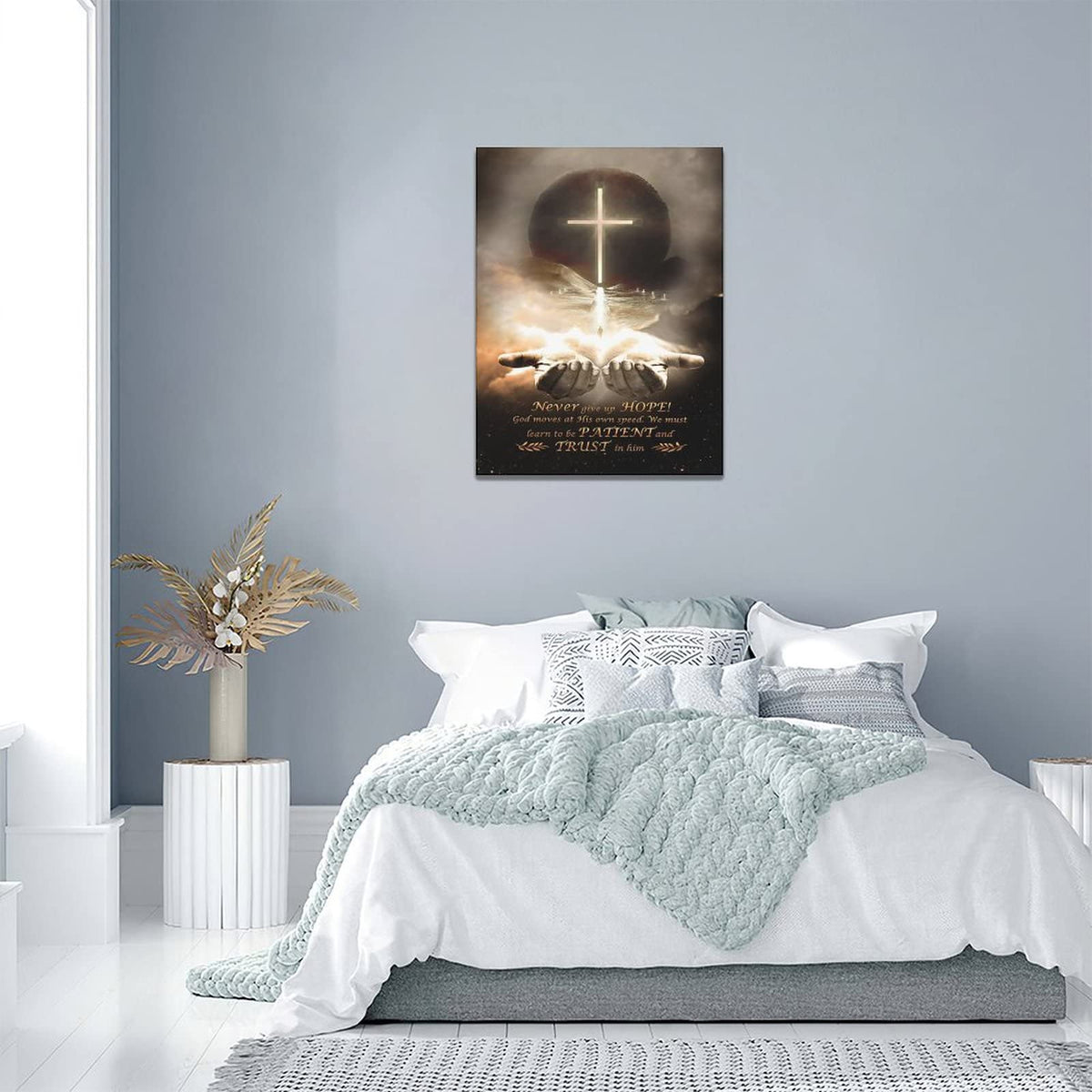 Christian Wall Art Hand Of God Quotes Wall Decor Cross Canvas Religious Jesus Painting Black Pictures Canvas Prints Motivational Framed Modern Artwork For Home Living Room Bedroom Bathroom 12"x16" (Christian 1 / 16"L x 12"W)