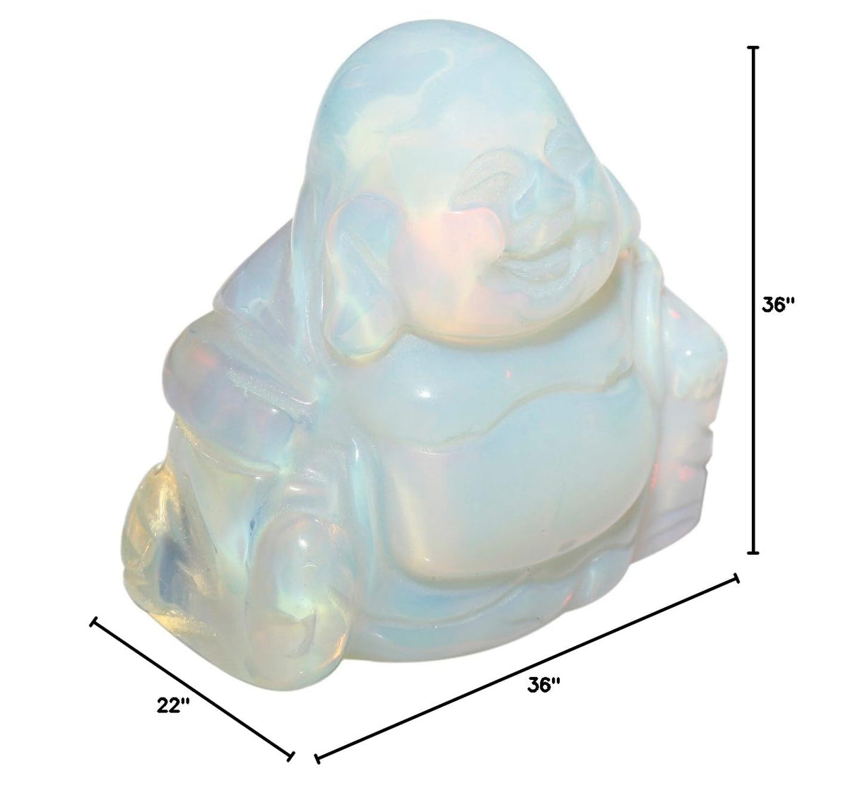 1.5 in Opalite Happy Buddha Statue Crystal Figurine (Milk White)