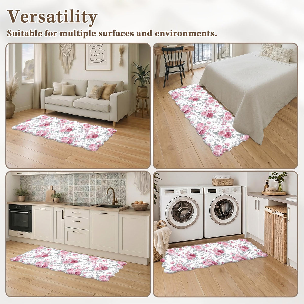 Anti Fatigue Kitchen Mats Set 2 (Vintage Roses / 17.3''x29.9''+17.3''x47'')