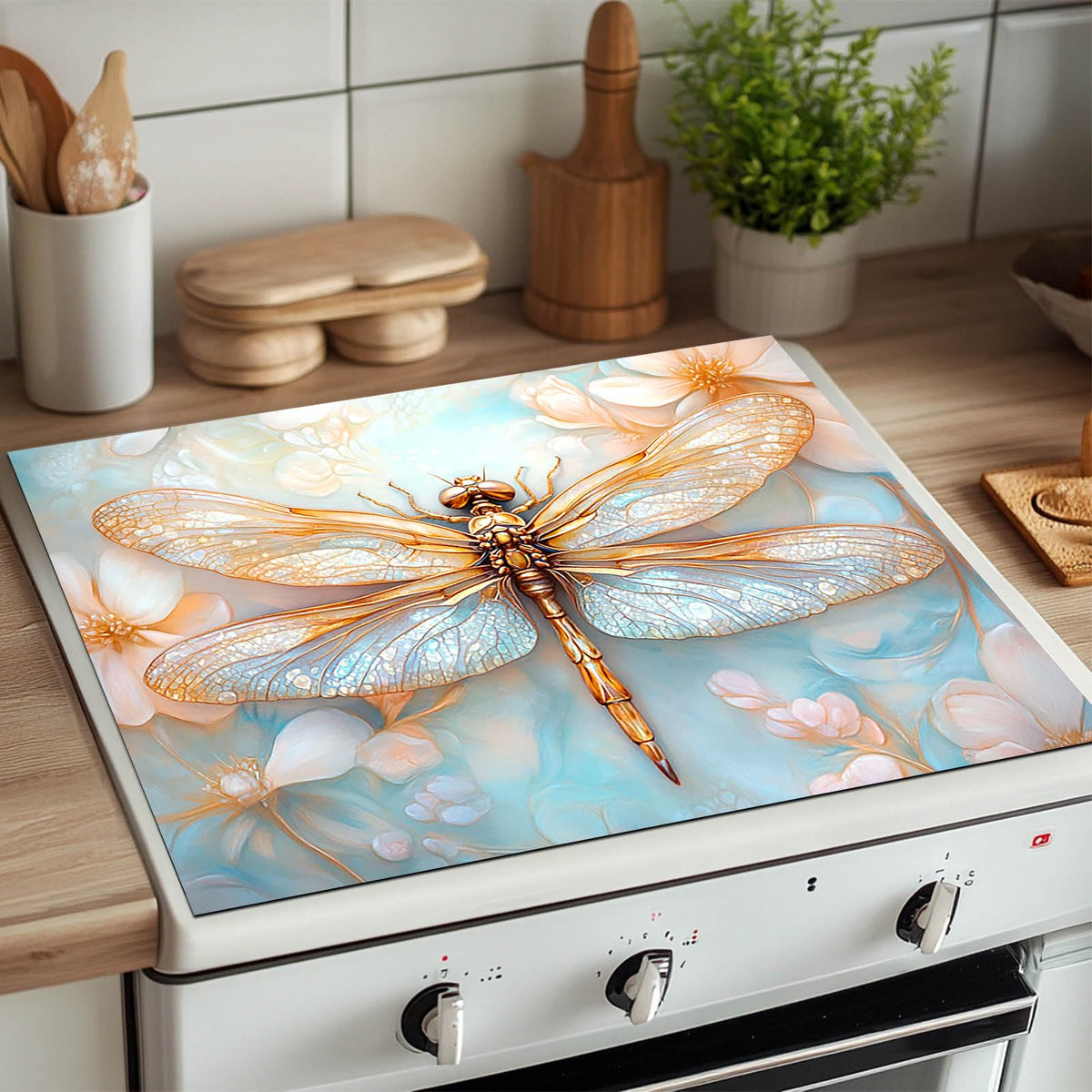 Dragonfly Stove Top Cover 28x20 Diatomite Heat Resistant Mat