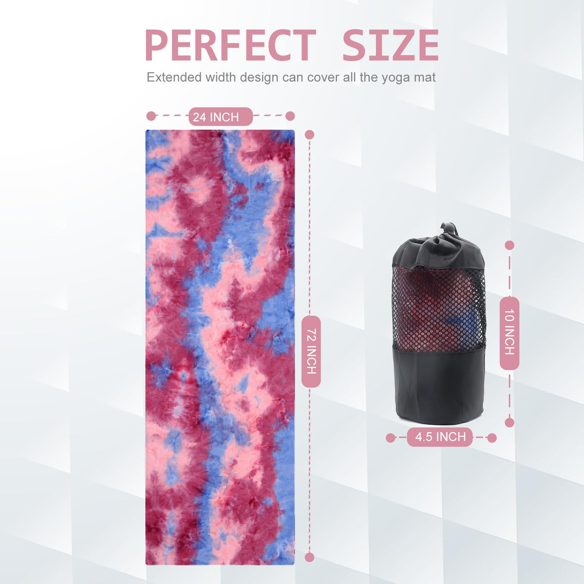 Yoga Towel Hot Yoga Mat Towel with Grip Dots Sweat Absorbent Non (Red & Blue / 72" x 24")