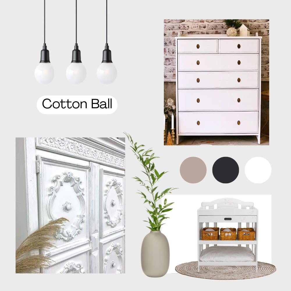 COTTON BALL Chalk Paint for Furniture DIY (Cotton Ball / 16 Fl Oz (Pack of 1))