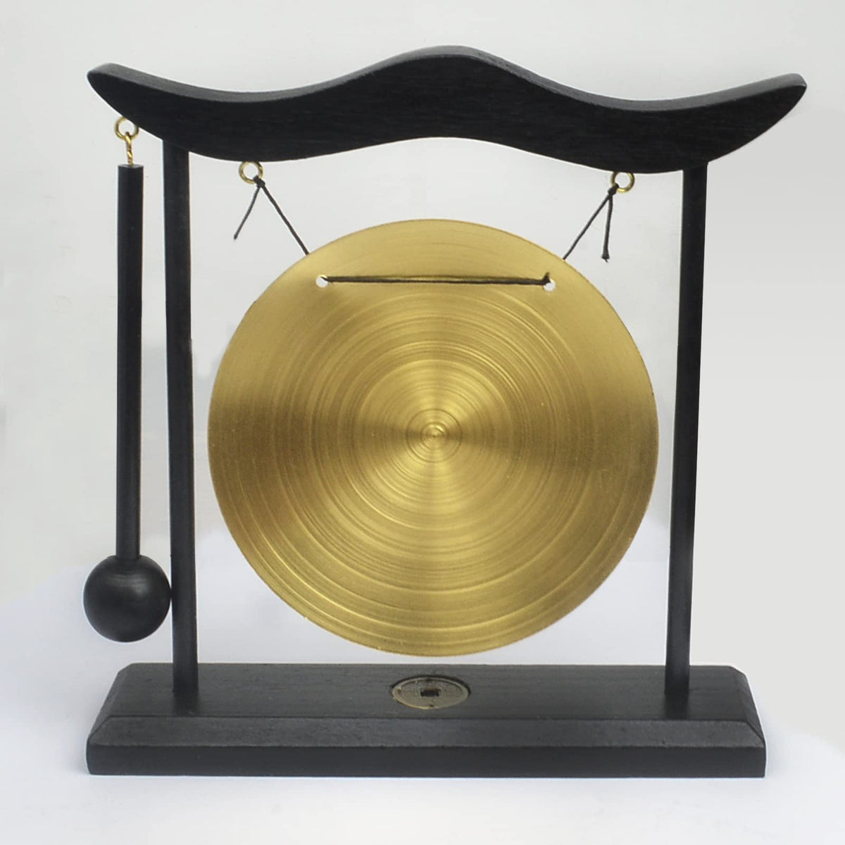 Zen Brass Gong I Ching Buddhism Lotus Buddha Good Gifts Mini Gong for Desk with Mallet (Fh1305)