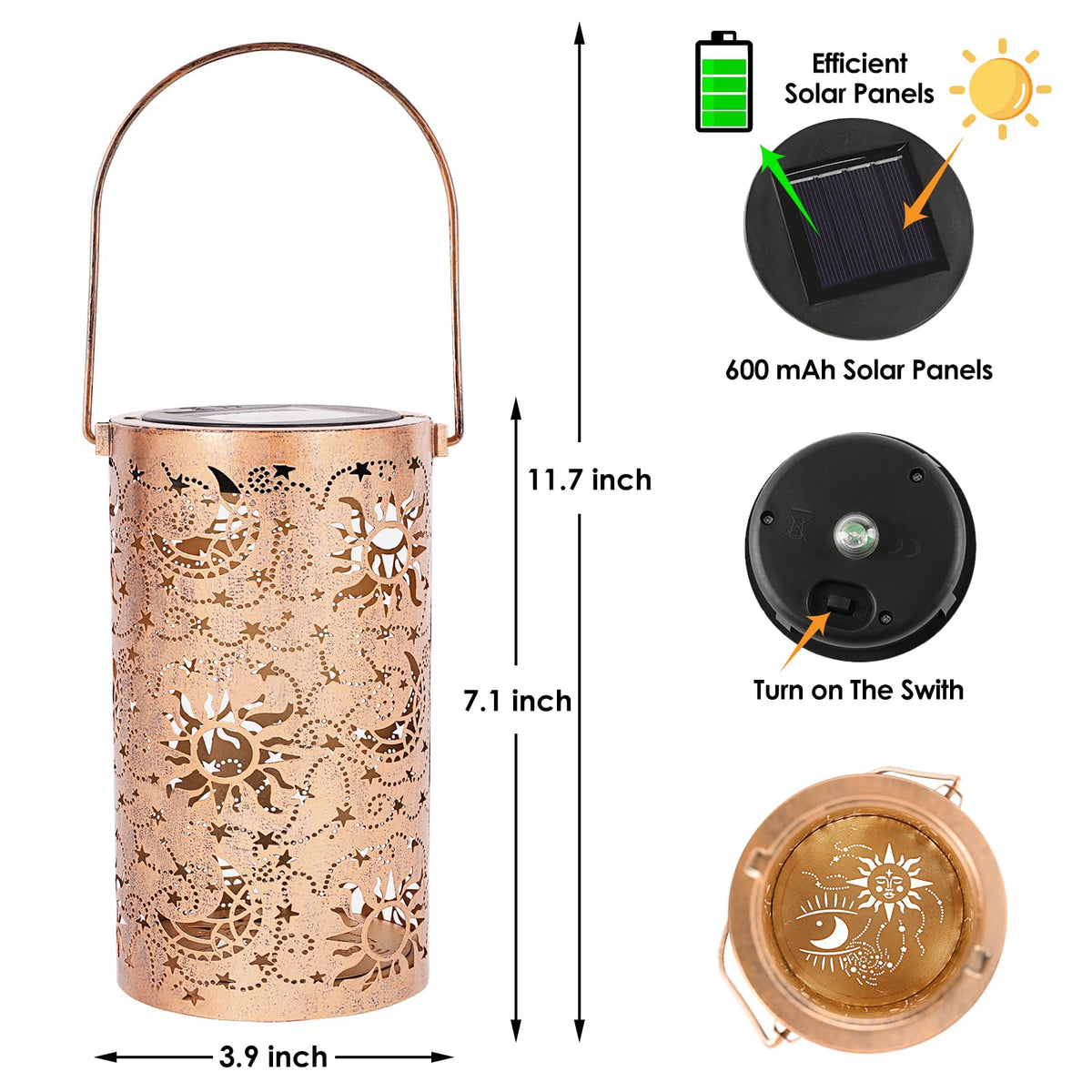 Solar Lanterns Outdoor Garden Decor Birthday Gift for Women Mom (3.9''x11.7'')