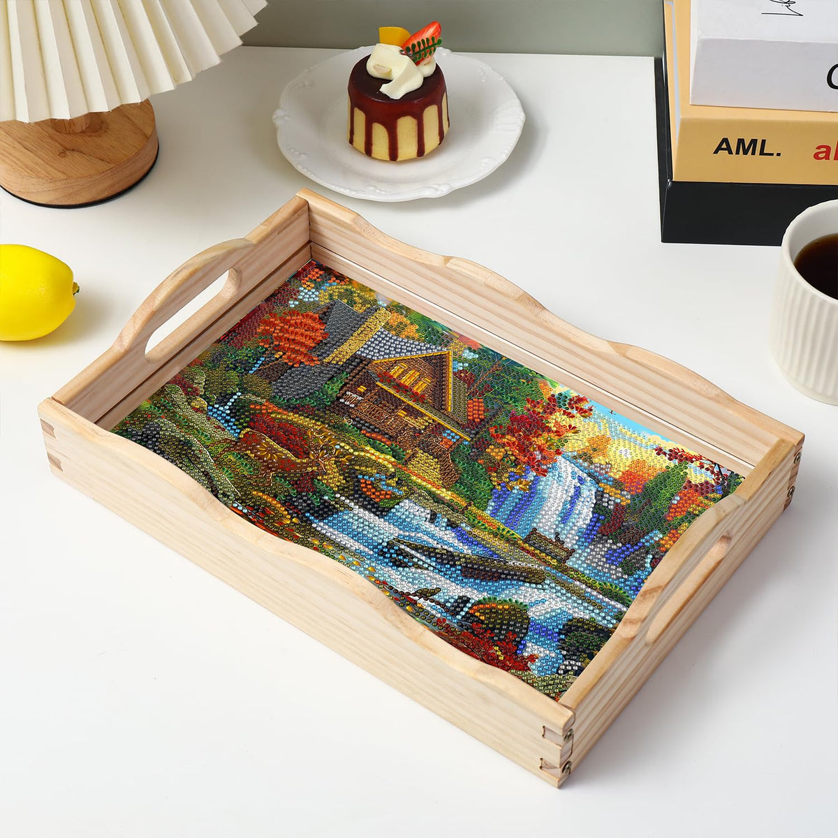 Diamond Art Kits for Adults Wooden Serving Trays with Handles (Landscape AA)