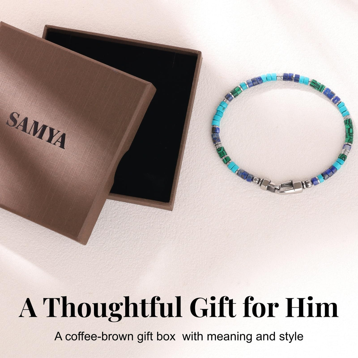 Heishi Beaded Bracelet for Men (Ocean / 7.5")